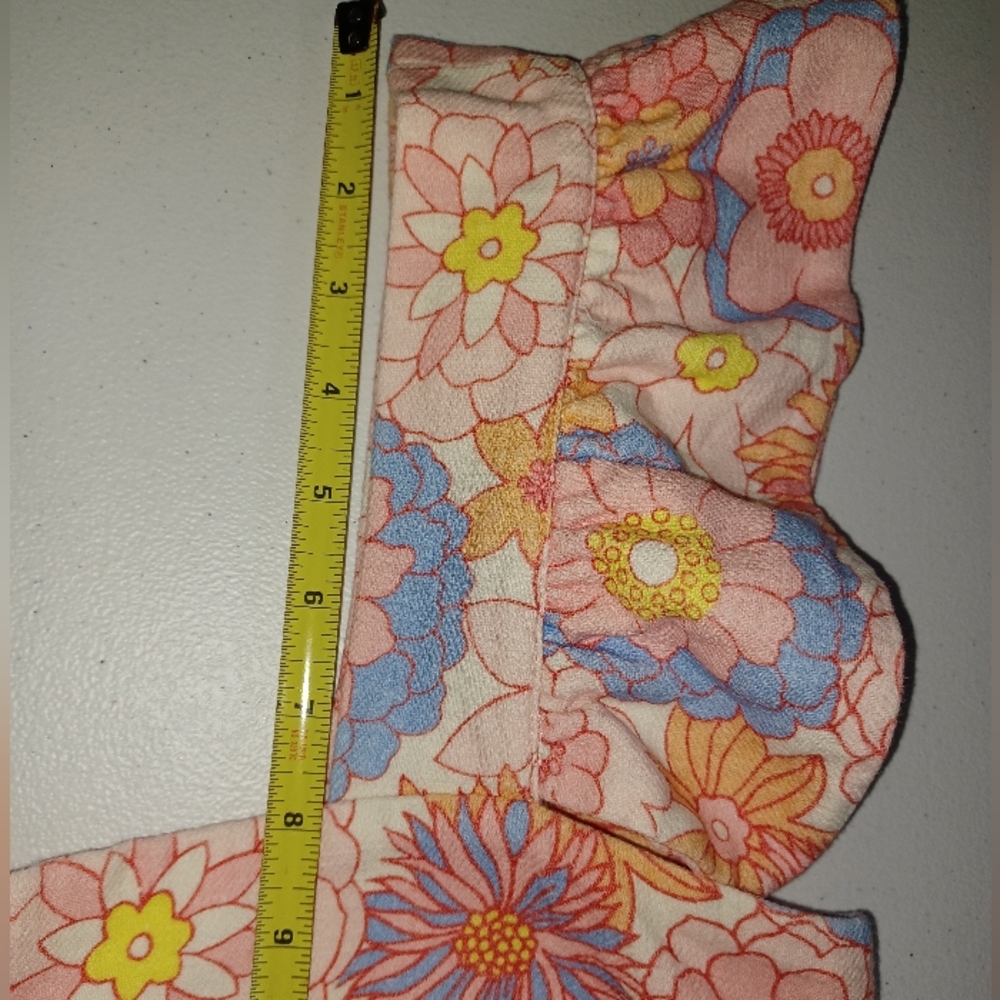 Floral Sleeveless Tuckernuck Ruffle Straps Dress 100% Linen - Picture 8 of 12